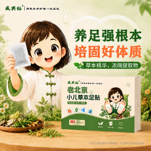 盛兴裕 老北京儿童足贴清热去上焦火热通中焦淤堵咽喉肿痛调艾草养