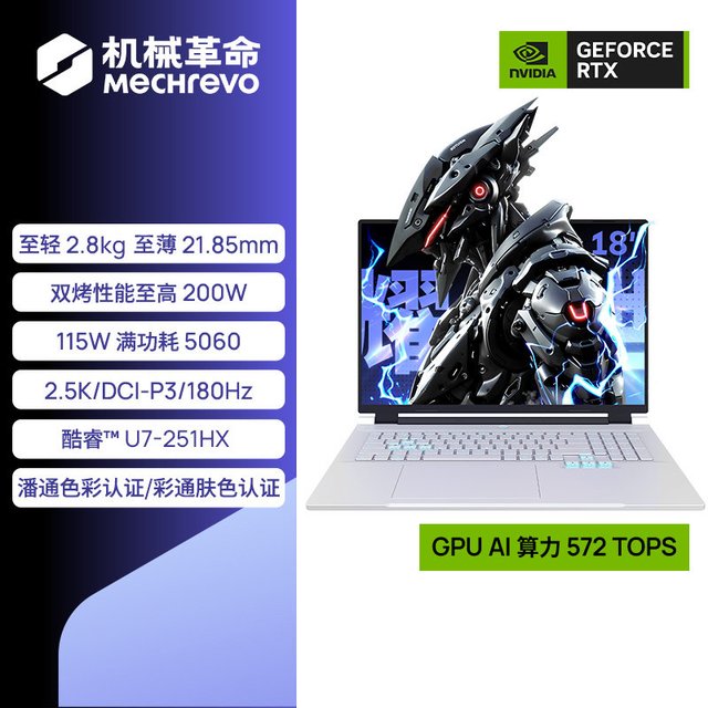 机械革命 耀世18Pro 18英寸大屏游戏本 天际灰配置二（Ultra7 -251HX、RTX5060、2.5K 180Hz、16G、1T SSD）
