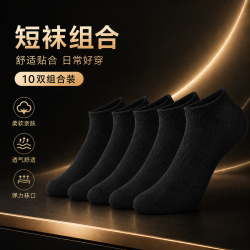 勋阳宇乐 7A抗菌新疆长绒棉袜子 黑色 10双