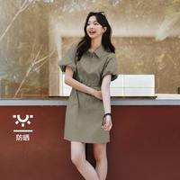 森马 翻领灯笼袖抽绳设计 连衣裙