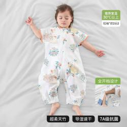贝肽斯 肽柔婴儿睡袋夏季防惊跳宝宝夏季纱布睡袋 (前2后2 30℃以上)福兔 M码
