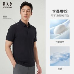 雅戈尔 可机洗桑蚕丝混纺 男士短袖POLO衫