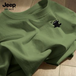 JEEP SPIRIT Jeep吉普慵懒小猫内搭纯棉t恤短袖男款2026新款春季宽松百搭打底