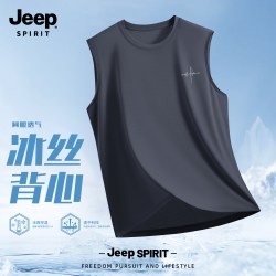 JEEP SPIRIT Jeep吉普无袖背心男款2026新款夏装冰丝凉感网眼透气速干运动坎肩