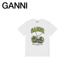 GANNI 女装 水果樱桃印花纯棉T恤夏季宽松款正肩短袖