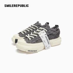 SMILEREPUBLIC 70s灰色流苏格雷低帮厚底帆布鞋板鞋情侣约会 限时 灰色