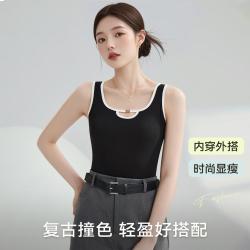猫人 撞色女士打底背心显瘦修身棉质女士上衣女士吊带背心