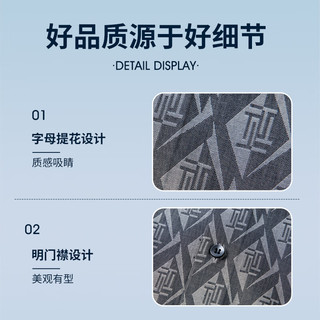 才子 新疆长绒棉 男士短袖衬衫 深灰色 XL