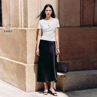 VERO MODA 26夏季新品含莱赛尔微荡领口压褶短袖百搭经典T恤女