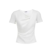 VERO MODA 莱赛尔微荡领口压褶短袖T恤