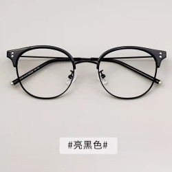 复古圆形眉毛半框 + 1.61防蓝光镜片