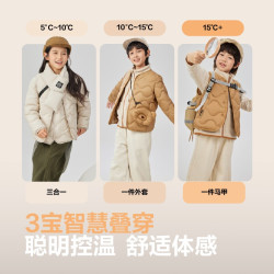 波司登 奥莱秋季男女童短款萌趣四防叠穿羽绒服