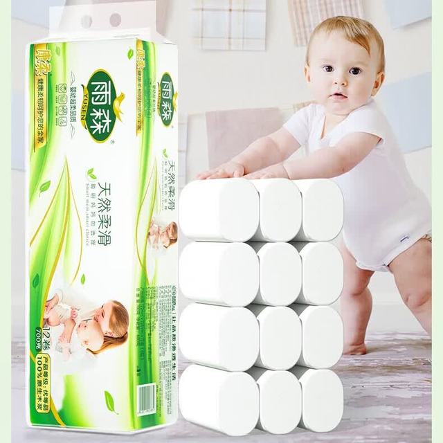 雨森 天然柔滑妇婴卷纸卫生纸700克/提12卷6层加厚无芯卷纸厕纸 6层 58g*12卷 毛重