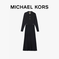 MICHAEL KORS 女士中长款长袖 Polo 领修身连衣裙 黑色 001 S