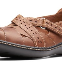 Clarks 一脚蹬乐福鞋女圆头浅口平底鞋 深褐色 40 (9 US)  特宽版