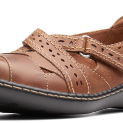 Clarks 一脚蹬乐福鞋女圆头浅口平底鞋 深褐色 40 (9 US)  特宽版