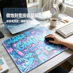 微蚀刻玻璃键盘鼠标垫电脑学习办公电竞FPS游戏专用细面硬质桌垫