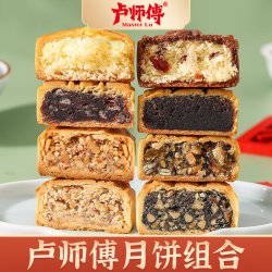卢师傅 多口味老五仁花生黑芝麻椰蓉月饼巧克力蔓越莓中秋月饼传统糕点