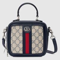 GUCCI 女款品牌徽标撞色条纹手提包
