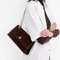 TORY BURCH Kira品牌经典徽标皮革绒面女款单肩斜挎手提包
