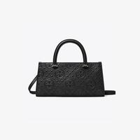 TORY BURCH T MONOGRAM系列经典提花压花皮革小号可单肩斜挎托特包