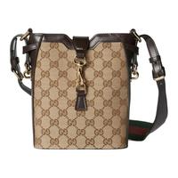 GUCCI 帆布皮革包边水桶包 女款时尚气质单肩包