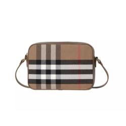 BURBERRY 【七夕礼物】经典格纹复古相机包单肩斜挎女包 中号