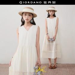 佐丹奴 设计系列2026年连衣裙夏季双面穿拼接刺绣绑带梭织背心连衣裙