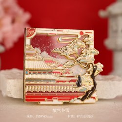 赋闲 北京天坛祈年殿发光流沙冰箱贴立体旅游文创纪念手伴礼生日礼物 故宫冬雪 白色雪花流沙款