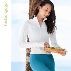 凡圣 fashionyoga 凡圣 瑜伽跑步服女修身收腰短款长袖裸感弹力运动外套FC12858