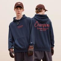 Champion 春夏男女同款印花logo连帽卫衣长袖休闲大口袋