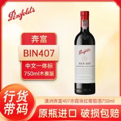 奔富 澳洲奔富BIN407赤霞珠红葡萄酒750ml*1瓶木塞无礼袋