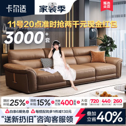 卡尔适 头层牛皮沙发全真皮大小户型客厅直排办公佛山家具家用新款赛尔德 2.5米多人位