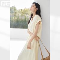 DUIBAI 夏装独特V领衬衫半身裙两件套简约高级感女式套装