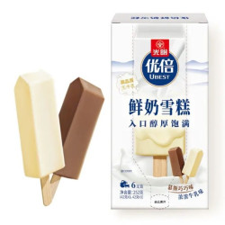 光明 牌优倍鲜奶雪糕 42g*6支 慕斯巧巧味 浓浓牛乳味 家庭装冷饮冰淇淋