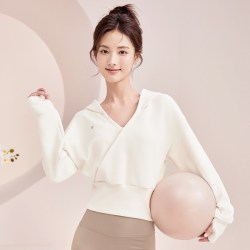 絮笛绝美瑜伽服卫衣女长袖短款健身服上衣外套秋冬运动套装普拉提