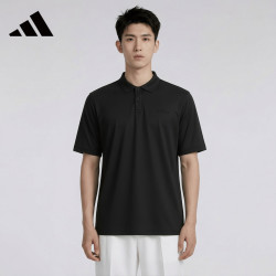 adidas 短袖男夏季polo衫T恤运动休闲舒适快干半袖 黑色 L
