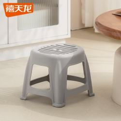 禧天龙 滑塑料凳子大承重坚固防 换鞋方凳浴室凳 冰河灰