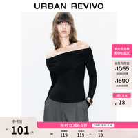 UR UR秋季新款女城市度假气质日常一字肩修身T恤UWM450138+ 本白1 S