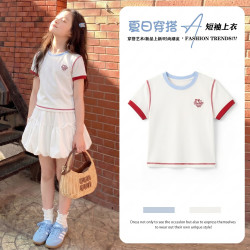 MOONKIDS 女童夏套装2026新款儿童夏天韩系短袖花苞裙大童夏装连衣裙