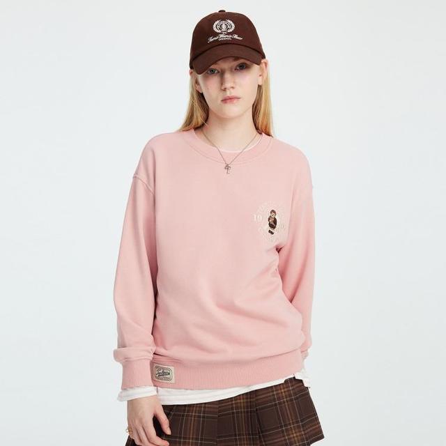 TEENIE WEENIE 【学院风】小熊卫衣简约休闲宽松气质圆领落肩套头女上衣