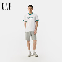 Gap 男女装夏季款纯棉撞色印花logo短袖T恤多色上衣729119 绿色 M (170/92A) 亚洲尺码