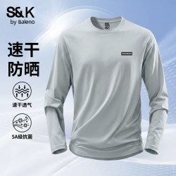 班尼路 S&K系列长袖t恤男秋季户外徒步速干衣男士防晒抑菌骑行服LF