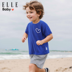 ELLE BABY 儿童速干透气短袖T恤 宝蓝色 110码