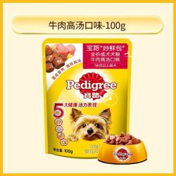 宝路 妙鲜包狗湿粮零食 牛肉味全价成犬粮100g*12袋