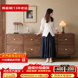 青春潮 北美黑胡桃木实木八斗柜 卧室斗柜储物柜 客厅高款电视柜  八斗柜(210*45*78)