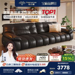 帕沙曼 云朵真皮沙发复古客厅半青皮2026新款意式宽坐深躺躺沙发2655ZP-1  2.