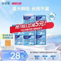 安尔乐 日用卫生巾30片棉柔蓝芯瞬吸透气量少245mm正品少女姨妈巾by