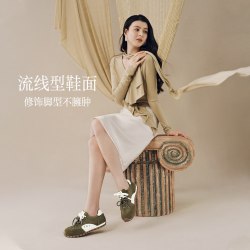 百思图 2026秋新款山系户外厚底内增高德训鞋运动休闲女鞋D3555CM6