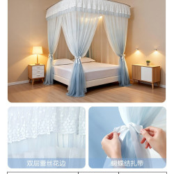 水星家纺 蚊帐家用卧室防蚊帐子简约唯美立地式纱帐夏季床品26新品